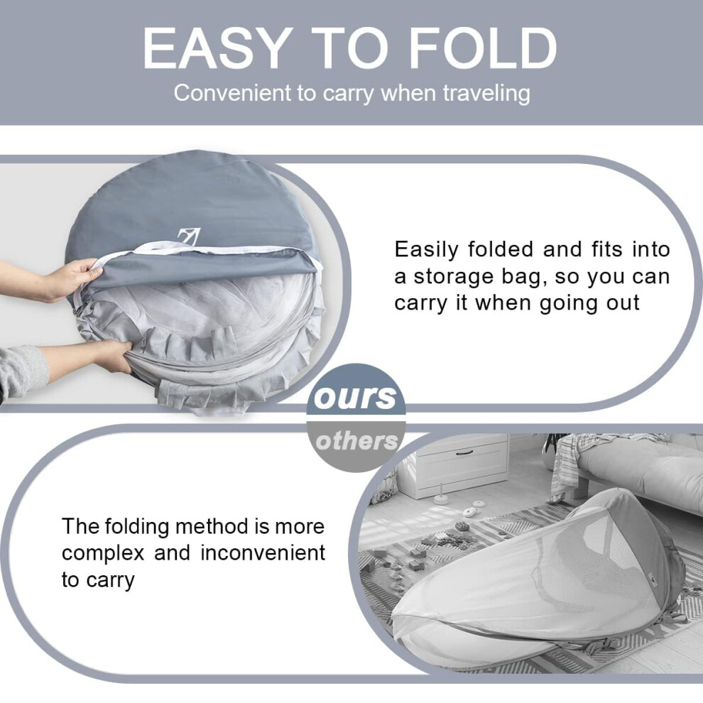 Hb.ye Foldable Mosquito Net For Baby Bed Slats Child Nursery Nursery Tent Wi