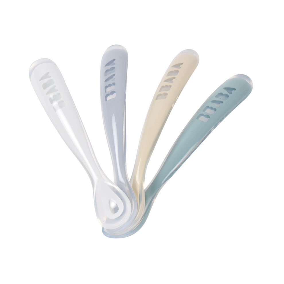 Beaba Béaba - Baby Spoons - Silicone Weaning Spoon - Set Of 4-1St Stage - Rainbow