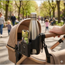 Roma 2in1 Pram Cup Holder with Phone Holder Universal Stroller Wheel
