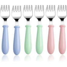 MEETOZ 6 Pieces Toddler Forks Baby Forks for Self Feeding, Kids Fork, for Self Feeding Metal Forks Boys Girls Small Training Forks for Children Cutle