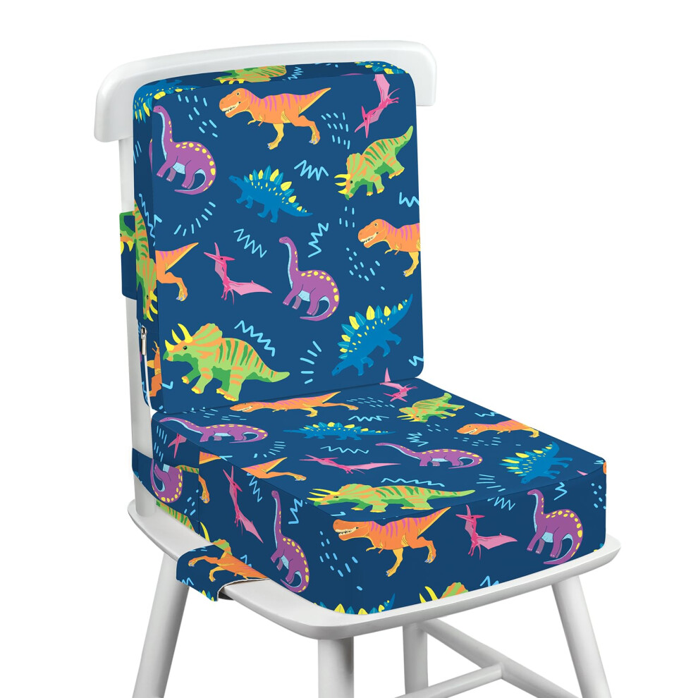 Toddler Booster Seat For Dining Chair With Backrest, 10Cm Thick Kids Booster Cushion With Adjustable Safety Straps & Non-Slip Bottom For Boys, Washab Omedecal