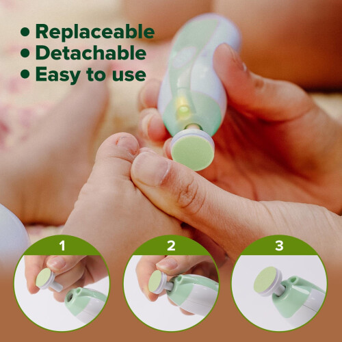 haakaa Electric Nail File Replacement Pads, 3-6 Months, Seafoam 1