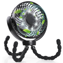 Portable Pram Fan with Remote, 10000mAh 3 Speeds USB Rechargeable Stroller Fan with LED Lights, 360 Rotation Portable Electric Table Fans for Baby S