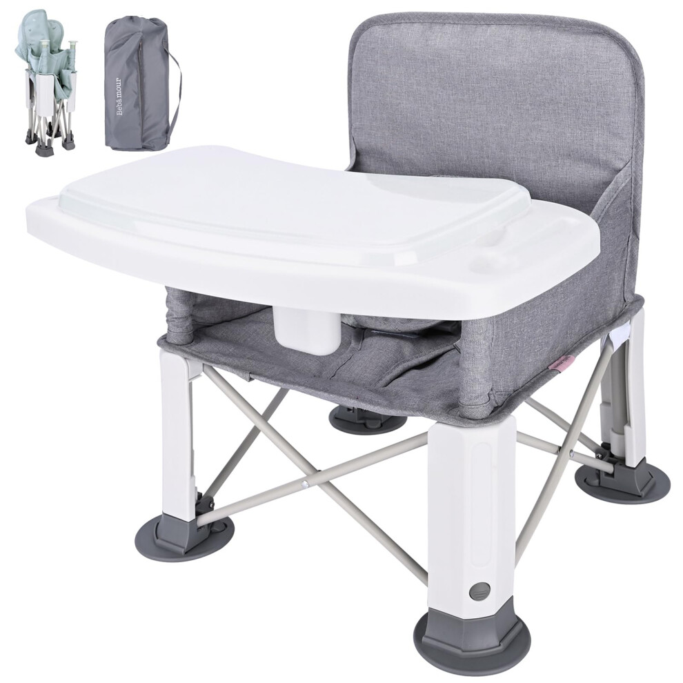 Baby Highchair Portable For Outdoor Foldable Booster Seat Toddlers Booster Dining Seat With Removable Tray Feeding Chair With Storage Bag, G Bebamour