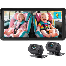 Rohent Dual Baby Car Camera for 2-Kids: 6.9'' HD Split Screen with Auto Brightness 1080P Backseat Camera for Twins Infrared Night Vision - 360 Adjus