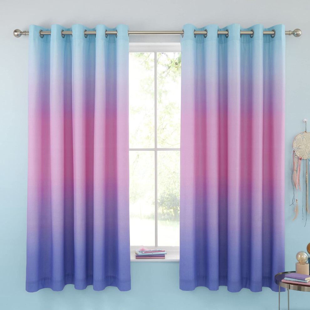 Catherine Lansfield Ombre Rainbow Clouds 66X72 Inch Eyelet Curtains Two Panels Pastel