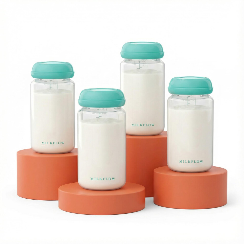 4Pcs Breastmilk Storage Bottles Wide Neck Compatible With Spectra S1/S2/9 Plus & Motif Luna Pumps,Leak-Proof Bpa Free Breast Milk Storage Containers Milkflow