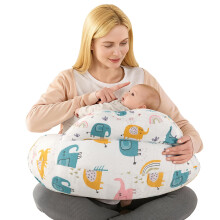 Labtec Nursing Pillow for Breastfeeding Baby, Multifunctional Breast Feeding Pillow with Adjustable Waist Strap and Safety Fence, 100% Cotton Removab