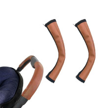Pack of 2 Pushchair Handle Covers, Baby Pram Handle PU Leather Protective Cover, Baby Pram Handle Cover, Armrest Protective Cover, Dustproof, Suitabl