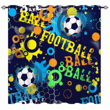YUANZU Boys Curtains - Kids Abstract Colorful Sport Football Print Pattern Eyelet Blackout Thermal Insulated & Room Darkening Window Drapes for Nurse