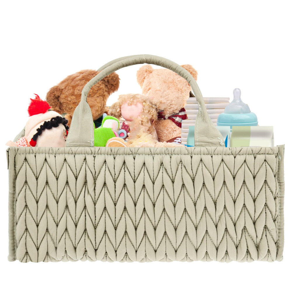 Lulobtg Nappy Caddy, Stylish Nursery Storage Basket, Floral Baby Diaper Caddy Organiser, Portable Holder Tote Bag For Changing, Newborn Essentials, M