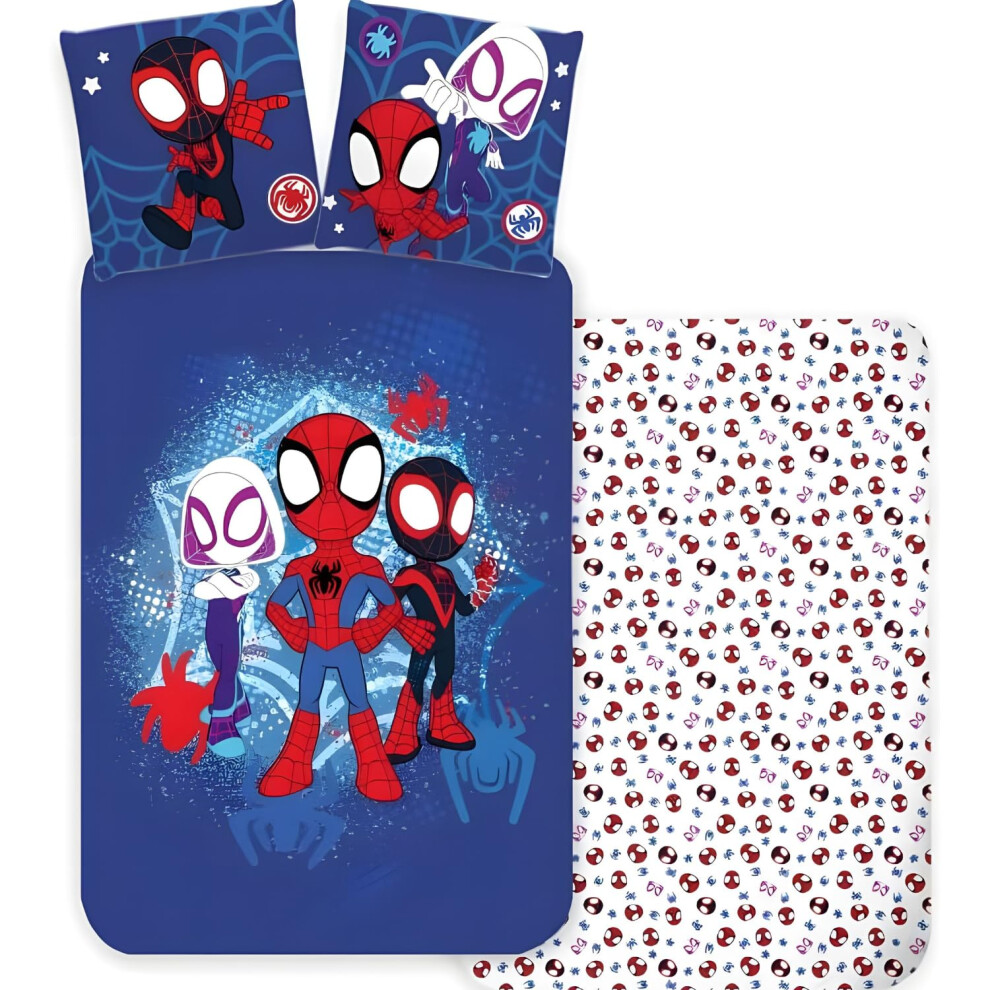 Brandmac Marvel Spidey Bedding Set Junior Size | Duvet Cover 100X140 Cm + Pillowcase 40X45 Cm, 100% Cotton | Baby Bedlinen Set Perfect For Toddlers | Spidey S