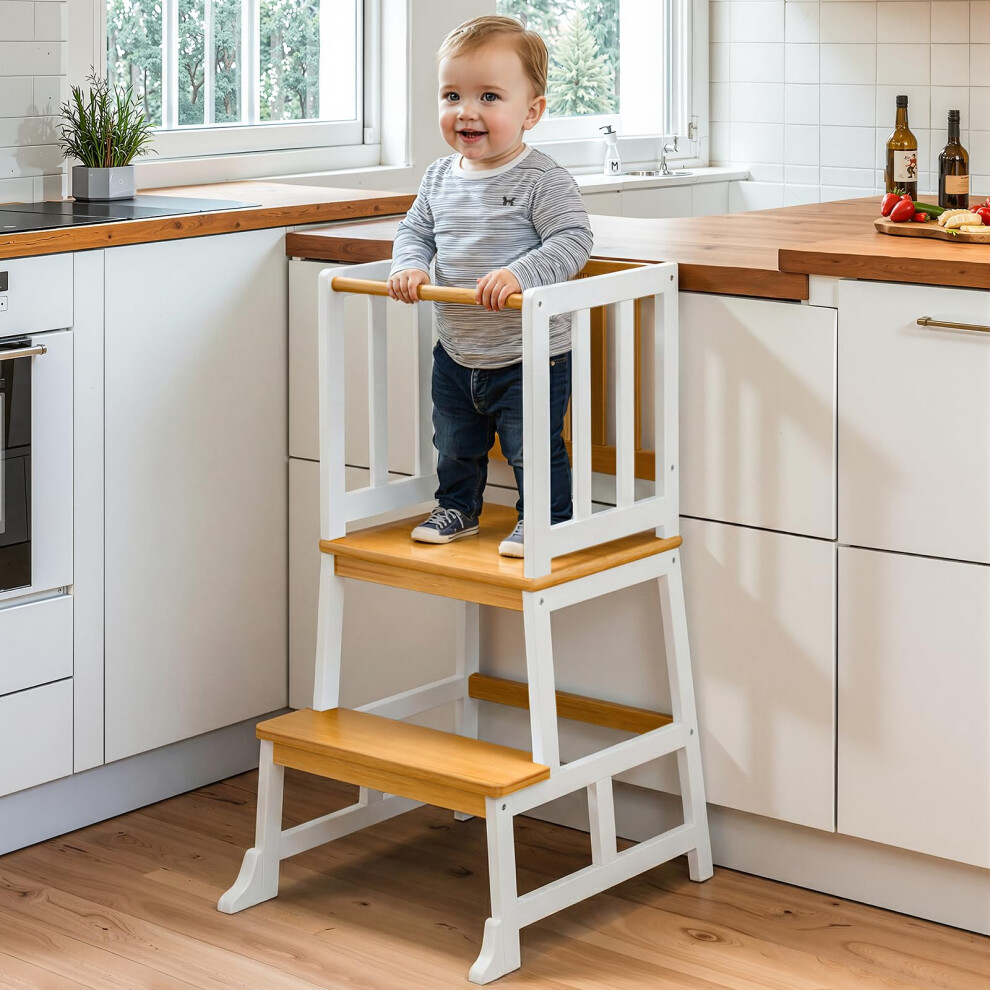 Cosyland Nursery Step Stool For Kids - Toddler Standing Tower For Kitchen Counter - Mothers' Helper Kids Learning Stool In Kitchen - A Shaped Anti-Ti