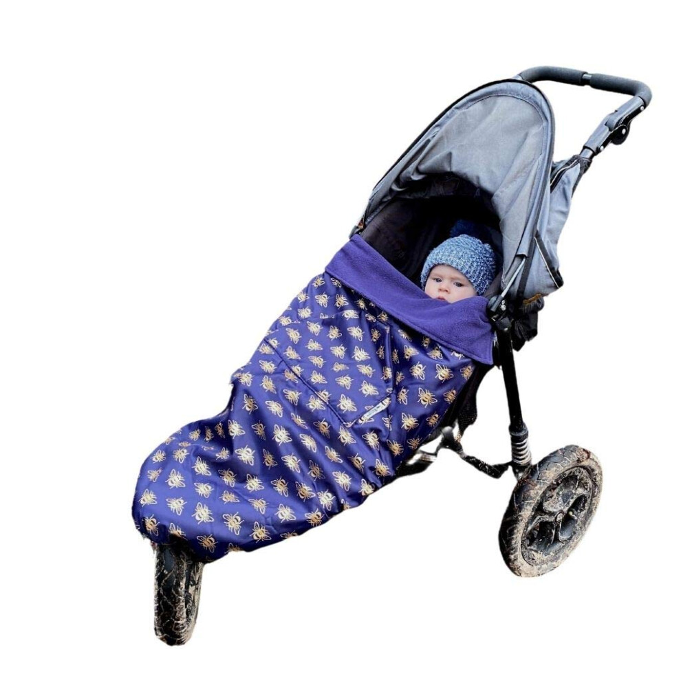 Go Multi-Use Waterproof Footmuff ( Bees) - Use As Pushchair, Carrier, Sling, Car Seat Cover, Opens As Playmat, Universal Fit & Exten Gold Bundlebean