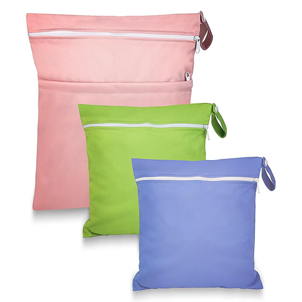 3Pcs Wet Bag, Waterproof Wet Bags For Swimming With Zipper, Reusable Nappy Bag Organiser For Baby Items, Single Colour Wet Swimsuit Bag For Sw Katimi