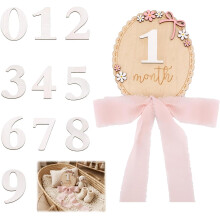 Wooden Baby Monthly Milestone Cards with Replaceable Number, 0-12 Months