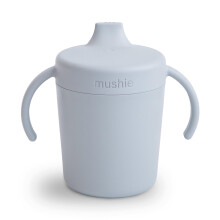 Mushie Trainer Sippy Cup | Prodotto in Danimarca | Coperchio a prova di perdita & Manici | 6 Mesi + (Cloud)