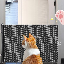 Retractable Pet Gate No Drilling - Extendable Mesh Barrier for Dogs & Cats, Portable Indoor Safety Gate for Stairs, Doorways, Hallways, Decks & Patio