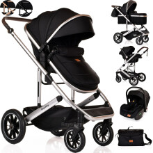 Baby 3 in 1 Travel System Pram with Car Seat Stroller 3 in 1 Buggy Pushchair Child Lightweight Folding Stroller Pram for Newborns Toddlers from Birth