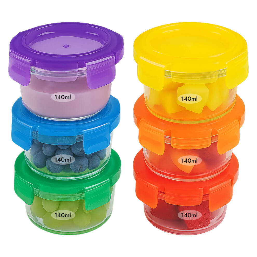 Baby Glass Food Containers With Lids (140Ml, 6Pcs) - Small Airtight Glass Jars For Freezer And Microwave - Ideal Storage For Lunch Box & Meal P Arsuk