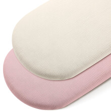 Peepeemax Moses Basket Sheets 90x50 cm, 2 Pack Muslin Bedside Crib Fitted Sheets, Soft and Breathable Crib Sheets Fit for Rectangular and Oval Bassin