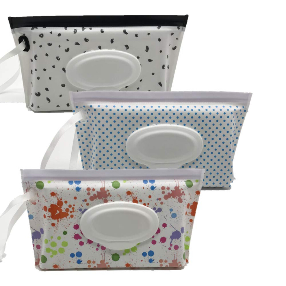 Ulvbabi Portable Wet Wipe Pouch Dispenser, Reusable Baby Diaper Holder, Refillable Personal Travel Clutch Dispenser | Keeps Wet Wipes Moist [3-Pack]
