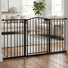 Regalo Safety Super Wide Arched Baby Gate for Hallways, Doorways & Bottom of Stairs, Fits Openings 75-150cm (Extensions Included), Pressure Mounted f