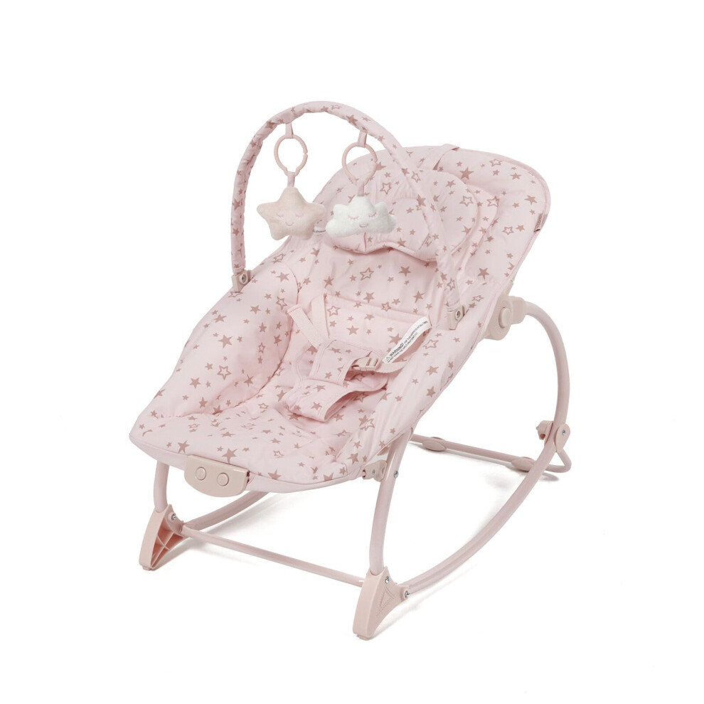 3-In-1 Infant Toddler Musical & Vibration Rocker - Scattered Stars Pink Puggle