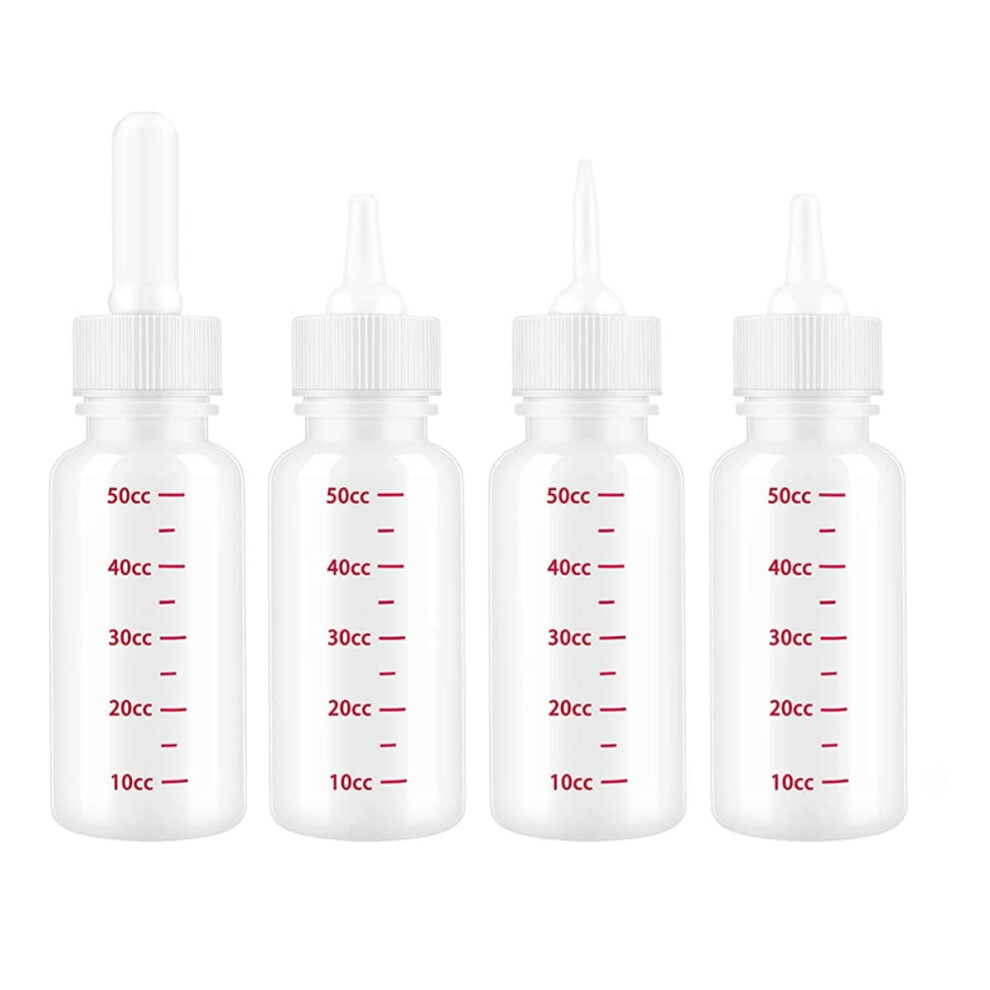 4 Pcs 50Ml Pet Feeding Bottle Newborn Animal Feeder Nursing Feeding Bottle Puppy Feeding Bottles Mini Nipple Syringe With Different Nipples Easy For Duoduole