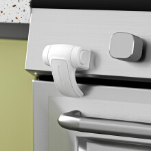 SAFELON Baby Safety Oven Door Lock, Kitchen Safety Locks for Babies, Childproof Oven Locks for Kids, Heat-Resistant, No Screws & Drilling (White, 2 P