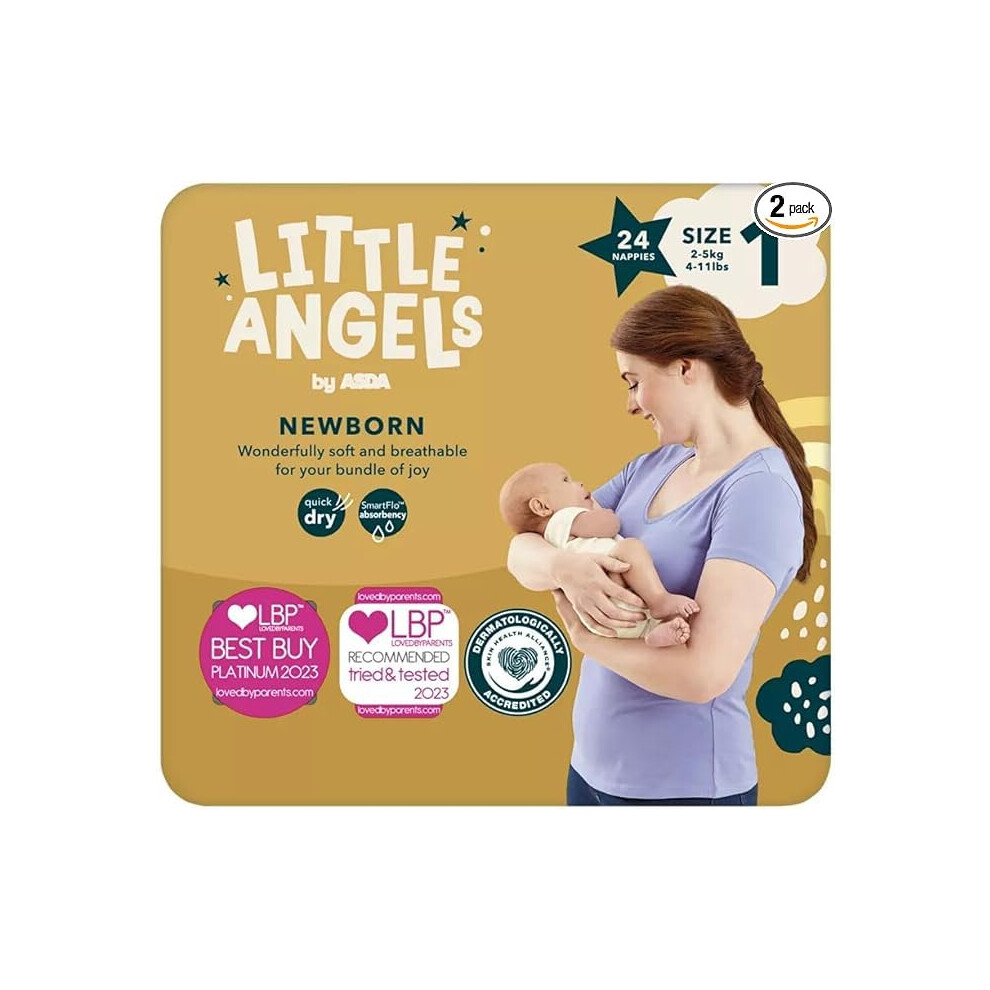 T Little Angels Size 1 Newborn Nappies 24 Pack Friendly Baby Nappies, Sustainable Nappies, Enhanced Leakage Protection, Secure & Comfortable Tallatz
