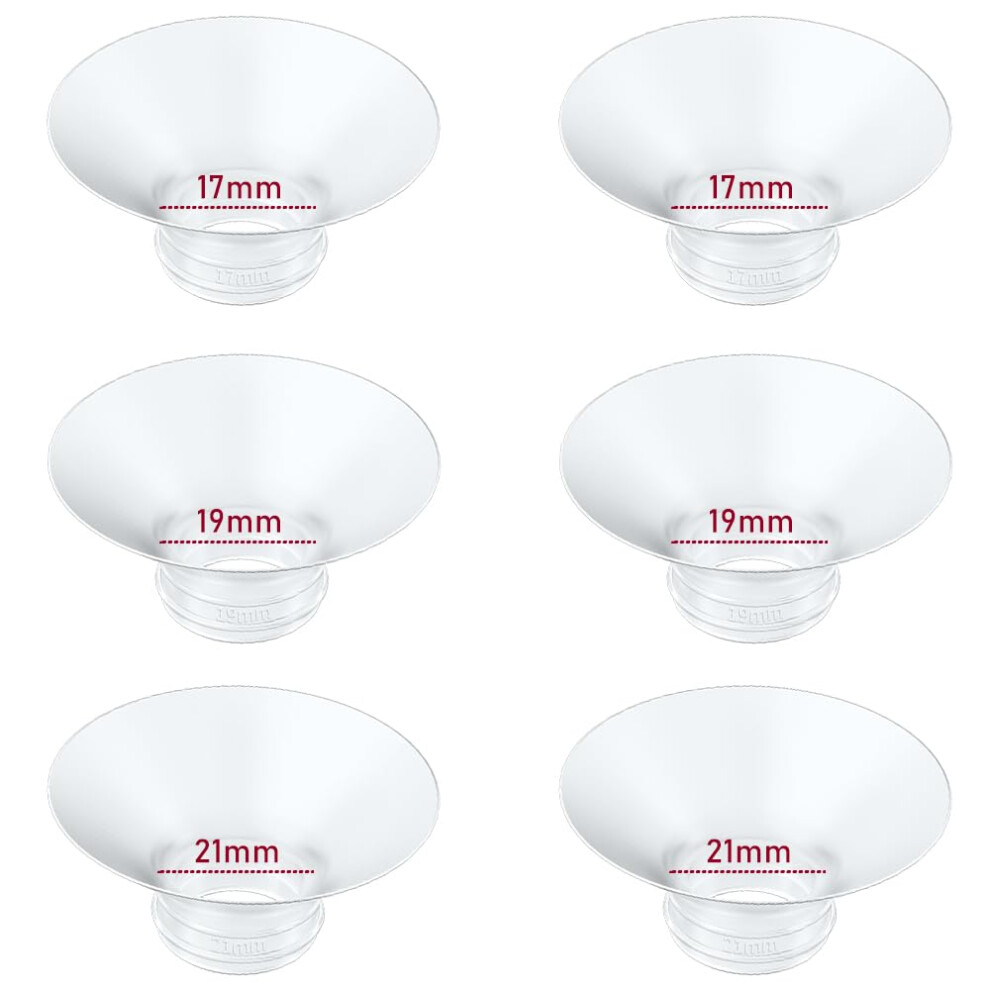 Flange Insert 17/19/21Mm 6Pcs Compatible With Momcozy M5/M9/M6/S12 Pro/V1 Pro/V2 Pro,For Spectra/Medela/Mommed/Eufy/Lansinoh/Elvie Breast Pump,Fit Fo Ivaronal