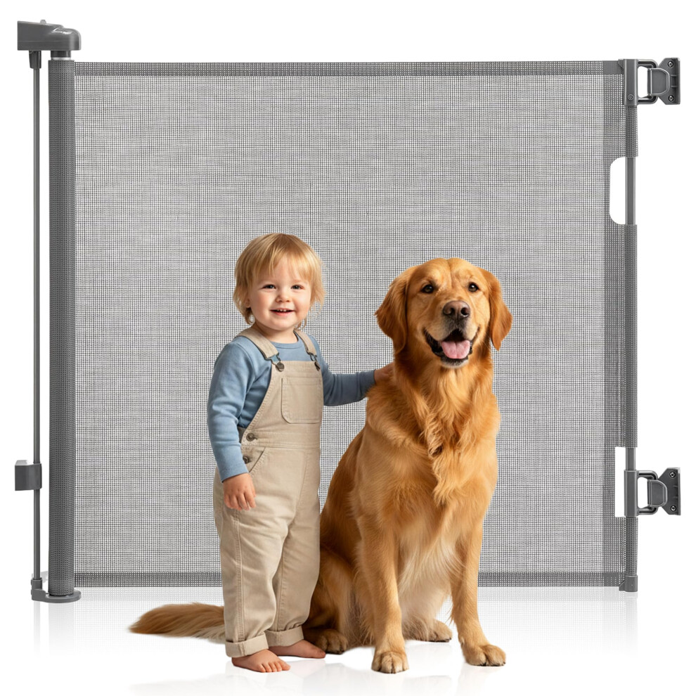 Retractable Baby Gate For Babies & Pets 150 X 86Cm (59In X 34In) Extra-Wide Safety Gate For Doorways & Stairs, Stair Gate For Dogs With Easy Dr Batli