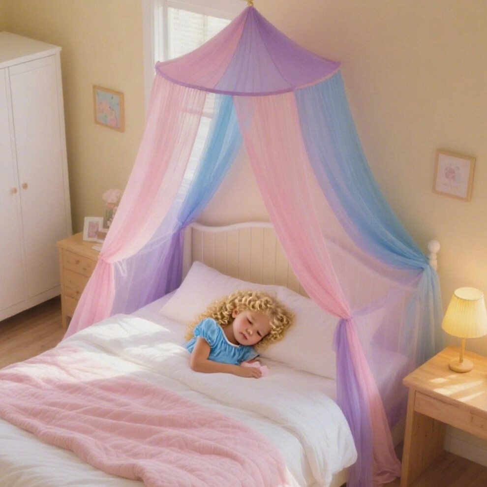 Bed Canopy For Girls,Rainbow Canopy For Bed,Princess Mosquito Net Play Tent For Kids,Children Reading Canopies Indoor, Hanging Bed Net Cover Haayymo