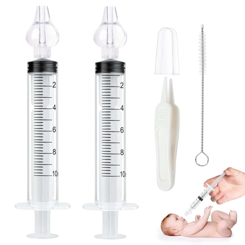 Aolso Nasal Aspirator, 2Pcs Baby Nasal Aspirator With Brush, Nose Cleaner Nasal Irrigator For Newborns Toddlers, Safe Nose Cleaner With Cleanable & R