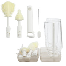Qmibaby 6-in-1 Bottle Brush Set - Travel Essential Bottle Cleaner Kit with Silic