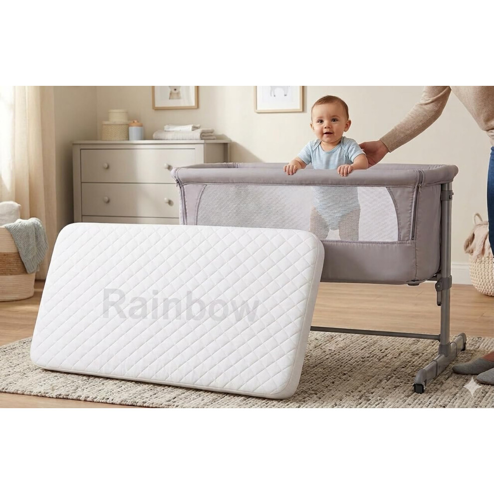 Next2me Compatible Mattress Wedge For Chicco & Tutti Bambini Next To Me Crib – Washable Hypo-Allergenic, Removable Quilted Cover, Extra Thick 3 Inch Rainbow