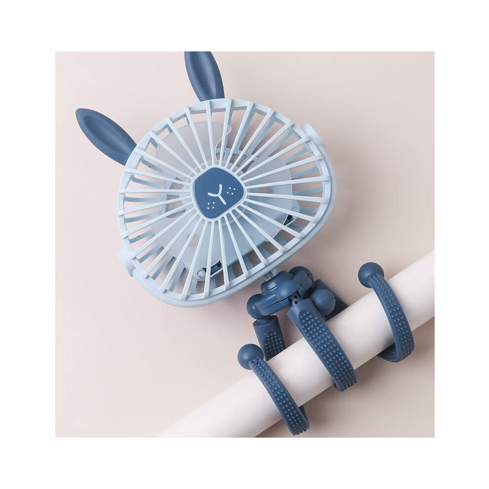 Cute Pram Fan Stroller Fan With Bunny Ears, Flexible Tripod Clip On With Led, Rechargeable Battery Operated Handheld Personal Fans, Rotatable Portabl Pwsap