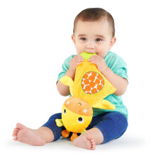 Bright Starts Snuggle & Teethe Plush Teether Toy - Elephant or Giraffe Assorted (1pc, Style May Vary), Ages Newborn+