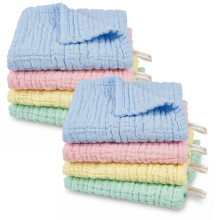 Geukmun 8 Pcs Muslin Cloths for Babys, 12inch Cotton Baby Bath Flannels, Reusable Burp Cloths, Baby Essentials for Newborn, Boys and Girls Toiletries