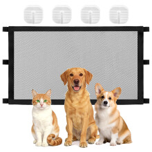 Pet Magic Gate Baby Safety Guard Magic Retractable Puppy Gates No Drilling Folding Mesh Small Dog Fence Enclosure Net Cat Stopper for Pets Kids Stair