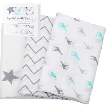 DaisyGro Newborn Swaddle Blankets 120x120cm | 3 Pack Organic Cotton Baby Swaddles | Soft Breathable Muslin for Newborn Swaddling | Gift Boxed Baby Sh