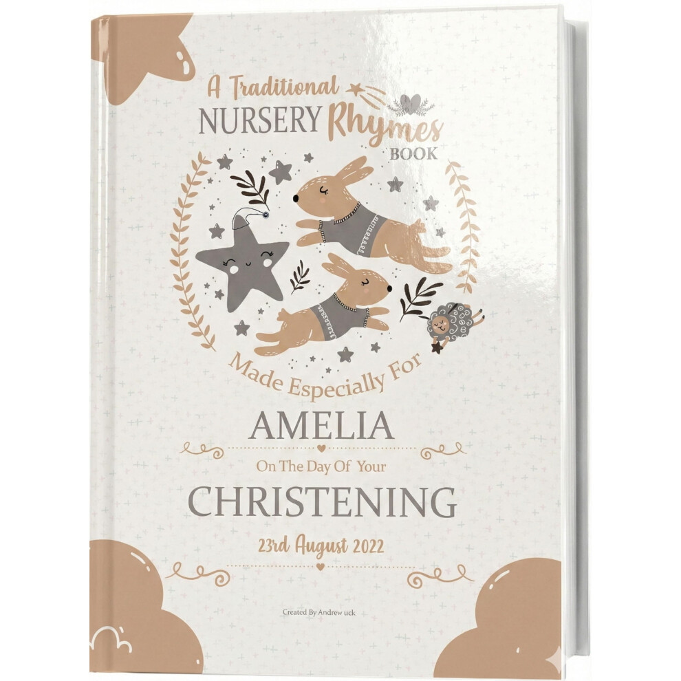 Personalised Christening Keepsake Gift Book Of Classic Nursery Rhymes To Treasure Forever. Especially Made For A Christening Day Occasion My Magic Name