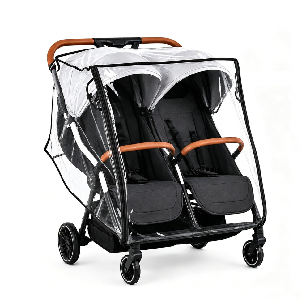 Lelewangluo Double Pram Rain Cover, Universal Twins Stroller Raincover For Pushchair,Easy Access Window, Breathable Air Vents, Zip Opening, Quick Install, Waterp