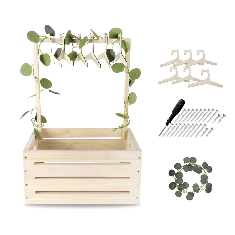 Aitakatta Small Wooden Basket With Hangers, Storage Baskets With Handle And Garland, Shower Crate Hamper, Baskets For New Parents(Lpl-Natrl-S)