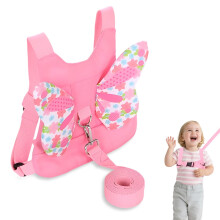 Eclovane 3-in-1 Adjustable Toddler Safety Harness with Butterfly Design, Breathable Cotton & Nylon Leash for Kids 1-6 Years, Pink