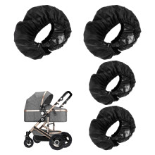 Pram Wheel Covers, 4 Pcs Black Wheelchair Wheel Covers, Dust-Proof Baby Wheels Cover, Pram Wheels Protectors, Wheeles Guards, Waterproof and Dustproo