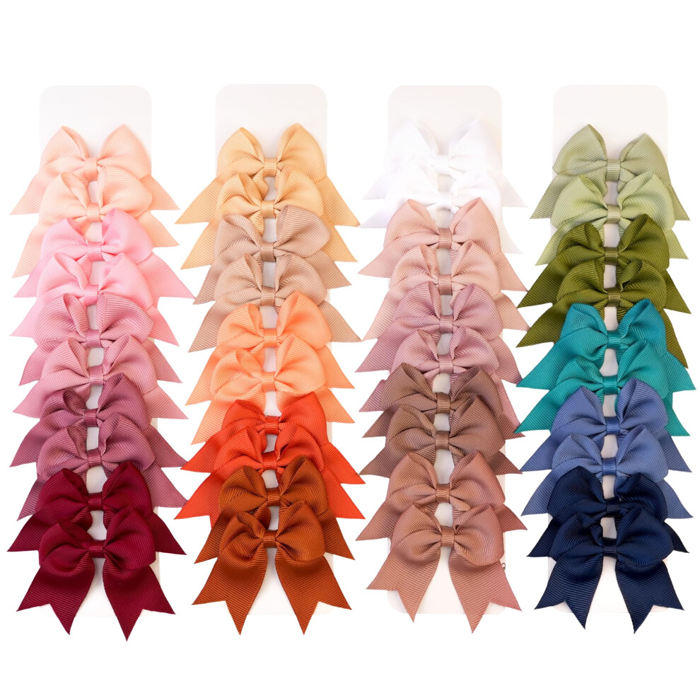 Joyoyo 40 Pcs Baby Girl Hair Bow Clips 2.4 Inch Hair Bows For Toddlers - Craft Pastel Color Ribbon Bows In Pairs