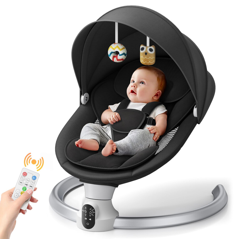 Electric Baby Bouncer, Electric Baby Swing Chair From Birth, Baby Swing With 5 Point Safety Harness For Newborn Up To 9 Kg Weight, Mobile App And Rem Helangel