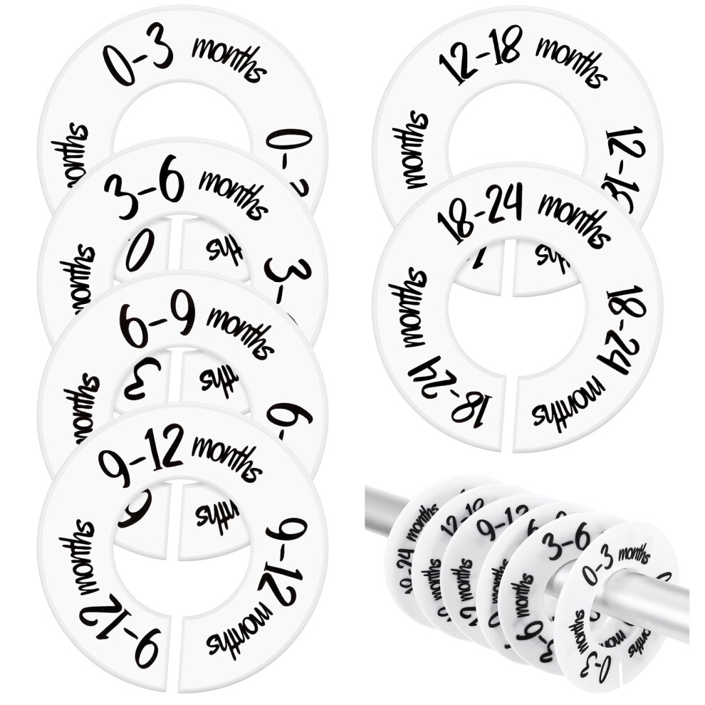 Gjinxi Baby Closet Dividers, Set Of 6, Organize Nursery Hangers By Age, White